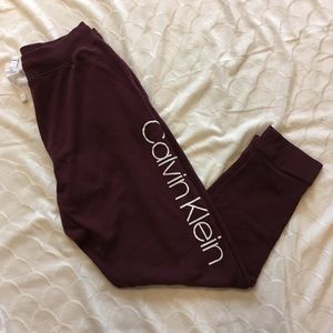 Calvin Klein burgundy monogram joggers